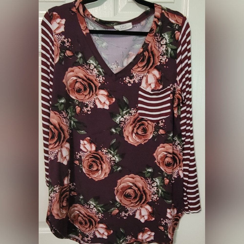 a.gain floral &‎ stripe top